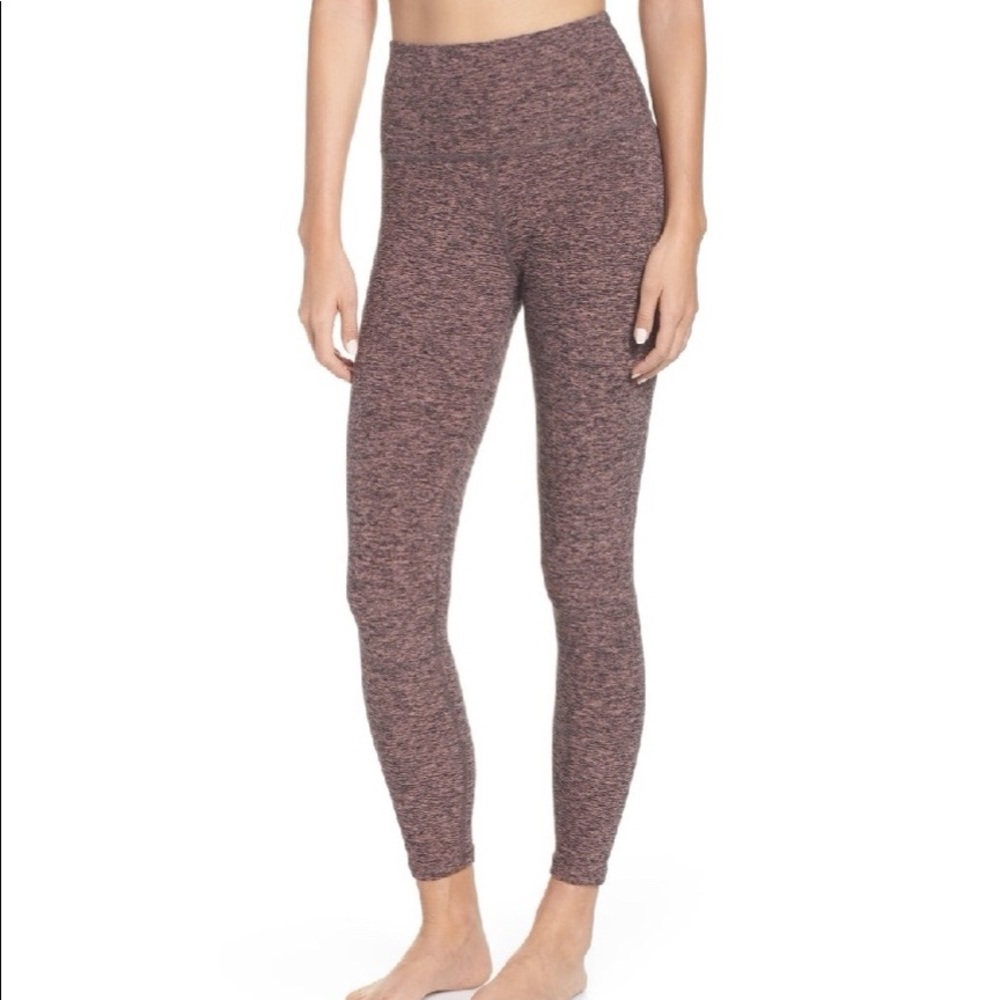 Beyond Yoga High-Waisted Black-Pink Lei Leggings